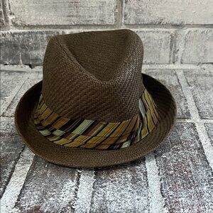 Stylish Brown Fedora Hat with Striped Band